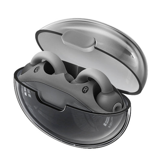 Écouteurs sans fil Bluetooth REAMX CozyBuds W15 à clip d'oreille transparent Écouteurs de sport OWS (Noir Étoile)