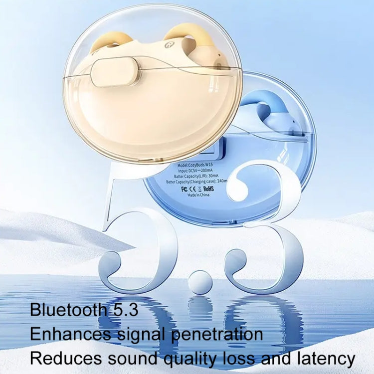 REMAX CozyBuds W15 Transparent Ear Clip Wireless Bluetooth Earphone OWS Sports Earphone(Blue)