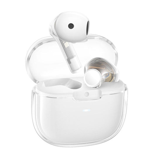 Écouteurs sans fil REMAX CozyBuds W18 double ENC à réduction de bruit intelligente avec coque transparente (blanc céramique)