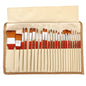 ZHU TING 24 pinceaux en nylon / ensemble de pinceaux de peinture à l'aquarelle avec sac en tissu (tige rouge-orange)