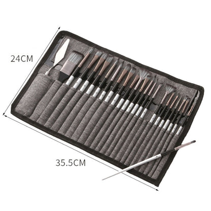 ZHU TING 24pcs /Set Nylon Bristle Paintbrush Set Painting Watercolor Brushes With Cloth Bag(White Rod)