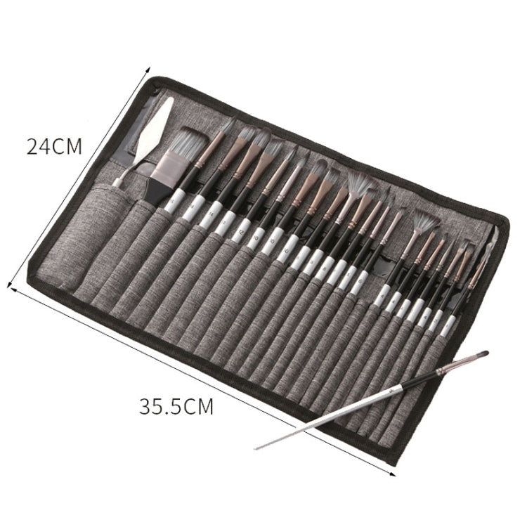 ZHU TING 24pcs /Set Nylon Bristle Paintbrush Set Painting Watercolor Brushes With Cloth Bag(Silver Gray Rod)