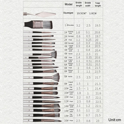 ZHU TING 24pcs /Set Nylon Bristle Paintbrush Set Painting Watercolor Brushes With Cloth Bag(White Rod)