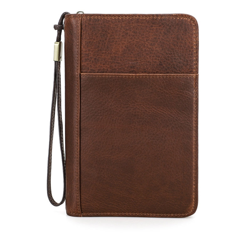 CONTACTS FAMILY CF5009 Genuine Leather Multifunctional Travel Convenient Cigar Box with Wrist Strap(Brown)