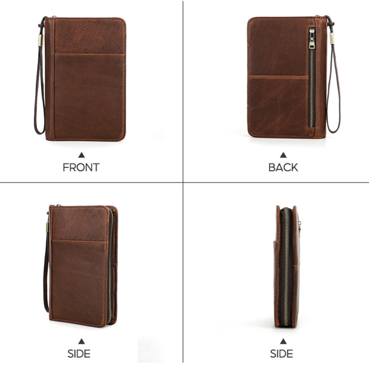 CONTACTS FAMILY CF5009 Genuine Leather Multifunctional Travel Convenient Cigar Box with Wrist Strap(Brown)