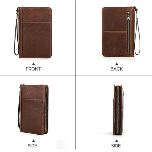 CONTACTS FAMILY CF5009 Genuine Leather Multifunctional Travel Convenient Cigar Box with Wrist Strap(Brown)