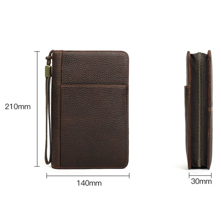CONTACTS FAMILY CF5009 Genuine Leather Multifunctional Travel Convenient Cigar Box with Wrist Strap(Brown)