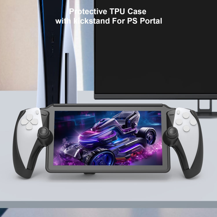 For PlayStation Portal Handle JYS TPU Protective Case With Stand(Black)
