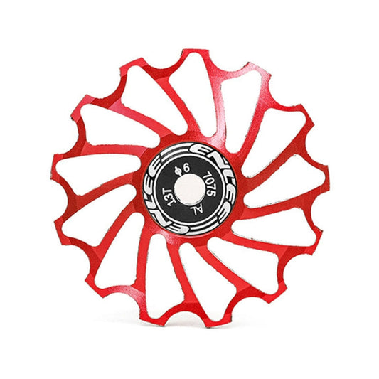 Galet tendeur de dérailleur arrière de VTT ENLEE avec roulement en céramique, Taille: 13T (rouge)