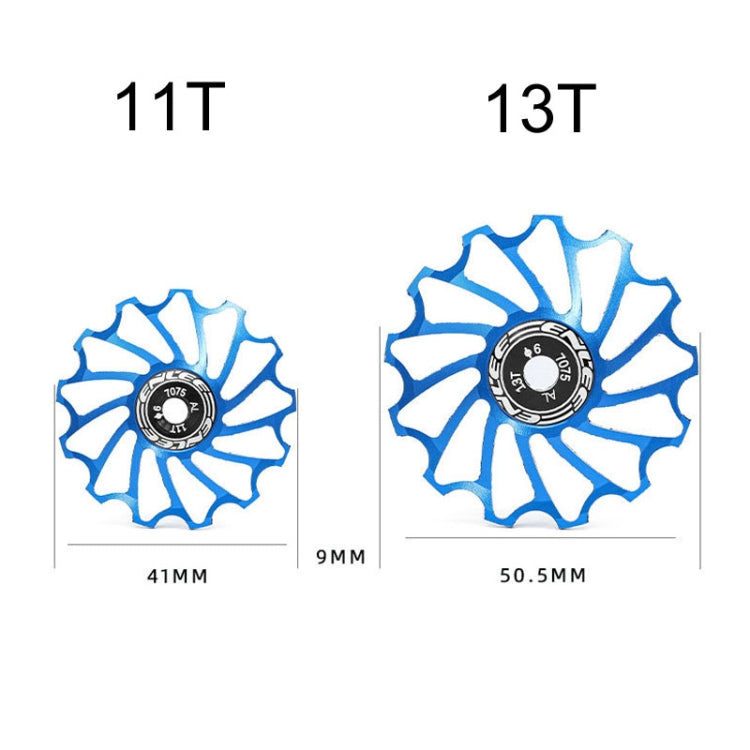 ENLEE Mountain Bicycle Rear Derailleur Guide Wheel Ceramic Bearing Tension Pulley, Size: 13T(Blue)