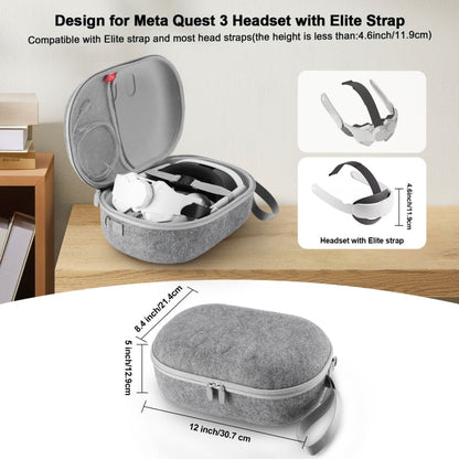 JYS-MQ018 pour Apple Vision Pro / Meta Quest 3 Sac de rangement pour lunettes VR, antichute et anti-rayures, sac portable (gris)
