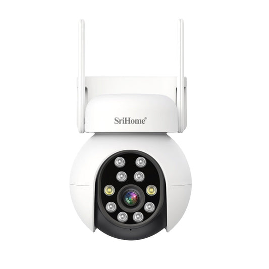 SriHome SH052 Wifi 5MP Wireless PTZ IP AI Auto Tracking Sound&Light Alarm Starlight Color Night Vision Outdoors Surveillance Camera, Plug: UK
