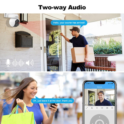 SriHome SH052 Caméra de surveillance extérieure Wifi 5MP sans fil PTZ IP AI avec suivi automatique, alarme sonore et lumineuse, vision nocturne couleur Starlight, Fiche : UK