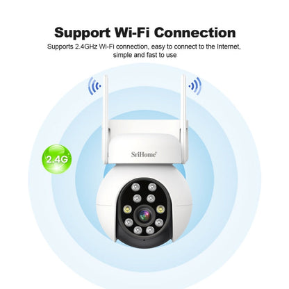 SriHome SH052 Caméra de Surveillance Extérieure PTZ IP Sans Fil 5MP AI Suivi Automatique Alarme Sonore et Lumineuse Vision Nocturne Couleur Starlight, Fiche : US