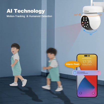 SriHome SH052 Caméra de Surveillance Extérieure PTZ IP Sans Fil 5MP AI Suivi Automatique Alarme Sonore et Lumineuse Vision Nocturne Couleur Starlight, Fiche : US