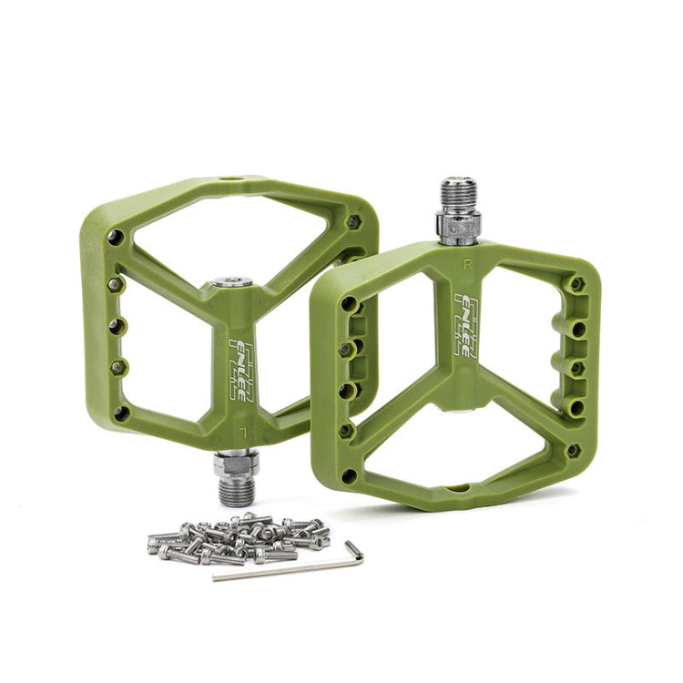 ENLEE F228 1 paire Pédales de vélo en nylon Repose-pieds de VTT élargis pour le cyclisme (Vert olive)