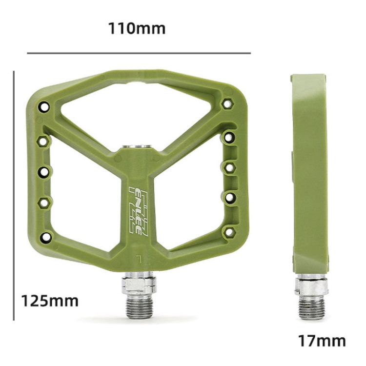 ENLEE F228 1 paire Pédales de vélo en nylon Repose-pieds de VTT élargis pour le cyclisme (Vert olive)