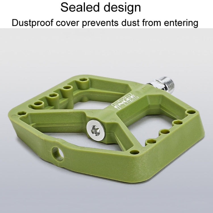 ENLEE F228 1 paire Pédales de vélo en nylon Repose-pieds de VTT élargis pour le cyclisme (Vert olive)