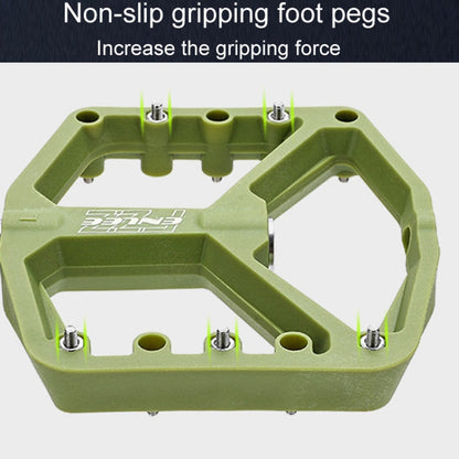 ENLEE F228 1 paire Pédales de vélo en nylon Repose-pieds de VTT élargis pour le cyclisme (Vert olive)