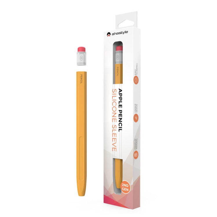 For Apple Pencil 2 AhaStyle PT180-2 Retro Stylus Protective Case Drop Proof Capacitive Pen Cover(Yellow)