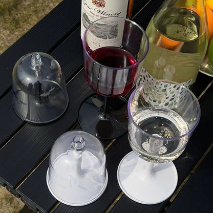 COOL CAMP CF-523 Verre à vin amovible portable pour camping en extérieur, incassable, en résine, pliable, pour champagne (blanc)