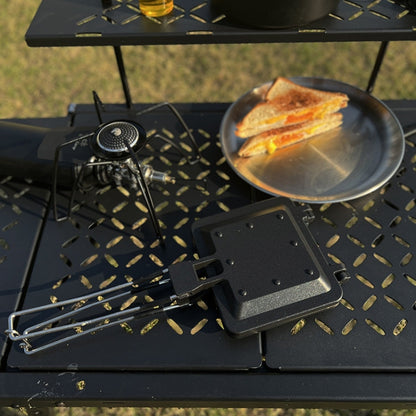 COOL CAMP CF-807 Outdoor Camping Folding Portable Sandwich Nonstick Grill Pan Toast Double Sided Skillet(Black)