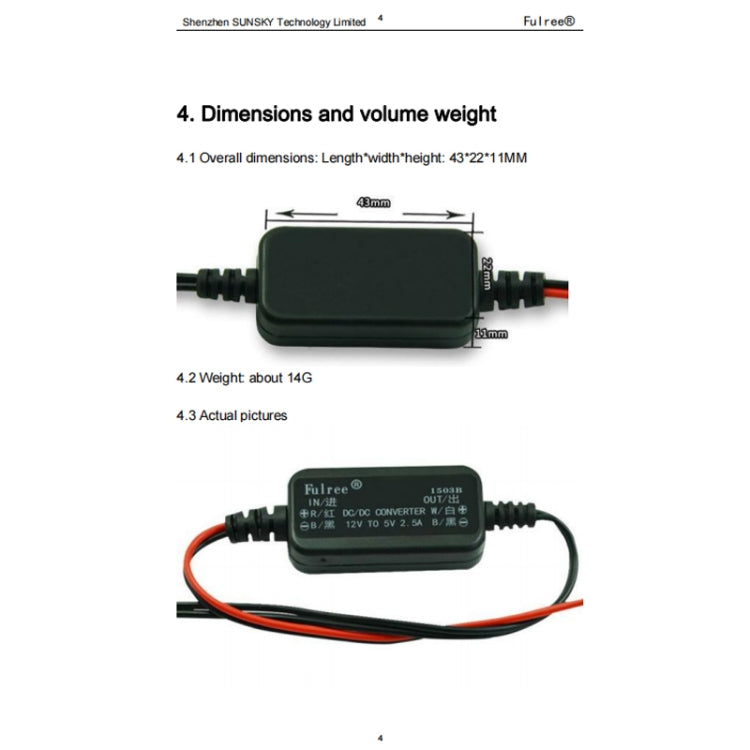 Fulree Convertisseur abaisseur de puissance ultra-mince CC 12 V à 9 V 1 A pour véhicule