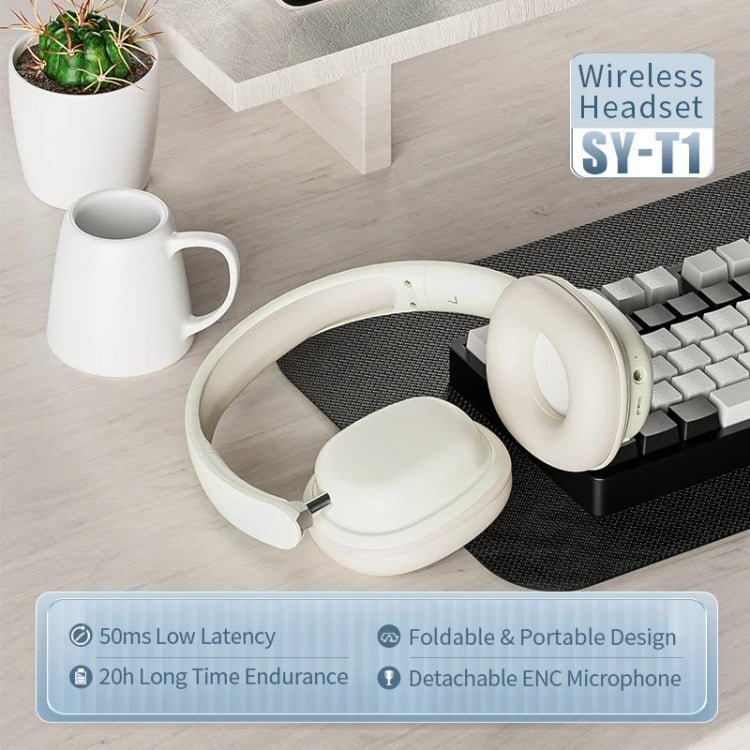 Casque sans fil SOYTO SY-T1, casque de jeu Bluetooth avec microphone Plug & Play (blanc)