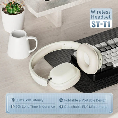 Casque sans fil SOYTO SY-T1, casque de jeu Bluetooth avec microphone Plug & Play (blanc)