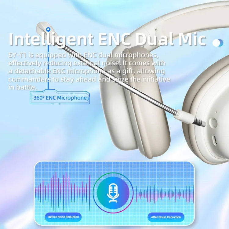 Casque sans fil SOYTO SY-T1, casque de jeu Bluetooth avec microphone Plug & Play (blanc)