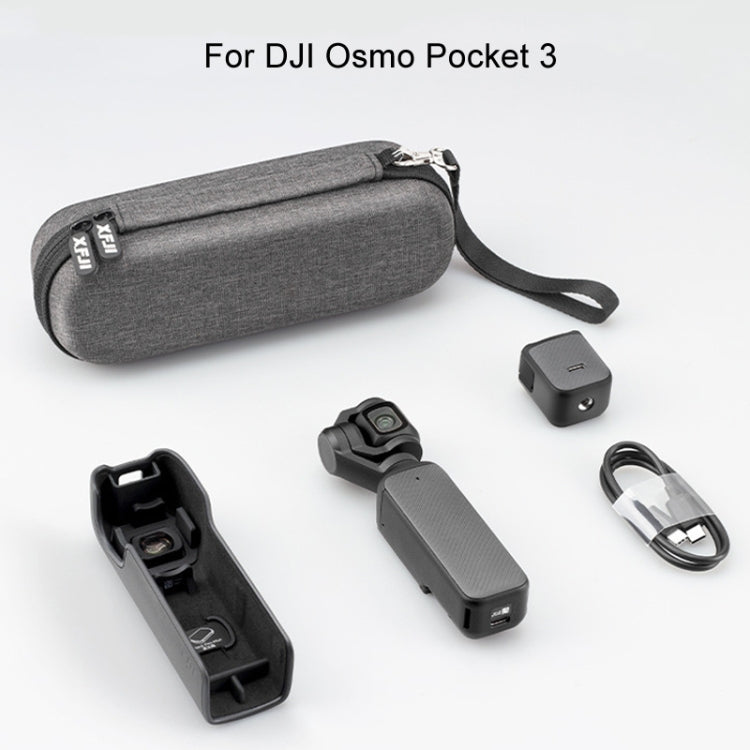 Pour DJI Osmo Pocket 3 XFJI Boîte de rangement Étanche Antichoc Mini Sac à main Accessoires (Gris foncé)