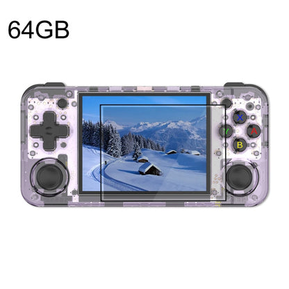 ANBERNIC RG35XX H Handheld Game Console 3.5 Inch IPS Screen Linux System 64GB(Transparent Purple)