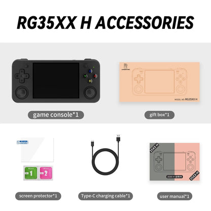 ANBERNIC RG35XX H Handheld Game Console 3.5 Inch IPS Screen Linux System 64GB+128GB(Transparent Purple)