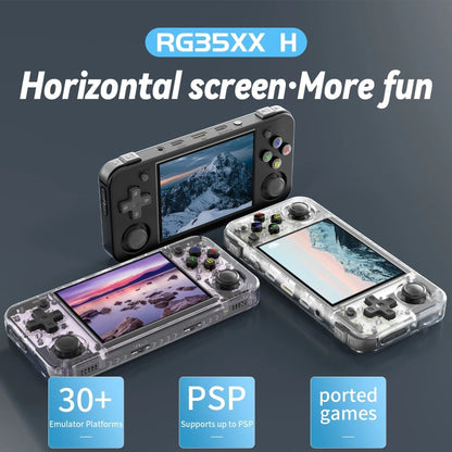 ANBERNIC RG35XX H Handheld Game Console 3.5 Inch IPS Screen Linux System 64GB+128GB(Transparent Purple)
