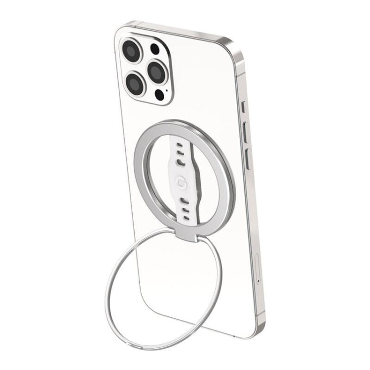 LiPUSEN LPS-201U Silicone Hand Clip Magsafe Cell Phone Holder With Magnetic Wireless Charger(Silver)