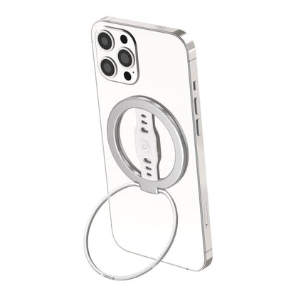 LiPUSEN LPS-201U Silicone Hand Clip Magsafe Cell Phone Holder With Magnetic Wireless Charger(Silver)