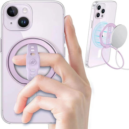 LiPUSEN LPS-201U Silicone Hand Clip Magsafe Cell Phone Holder With Magnetic Wireless Charger(Silver)