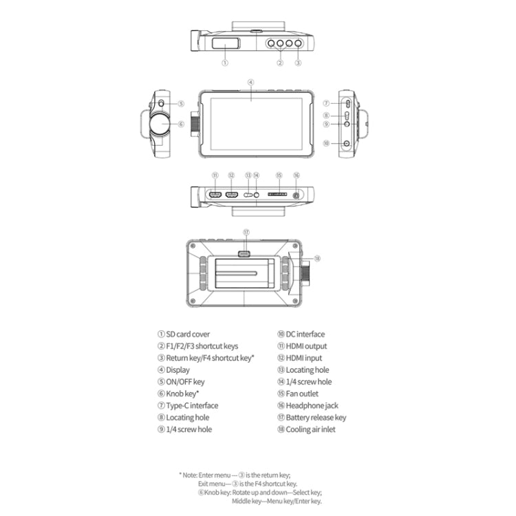 Moniteurs de studio pour appareil photo VILTROX DC550 à bouton-poussoir de 5,5 pouces Moniteur de réalisateur 4K HDMI 3D LUT