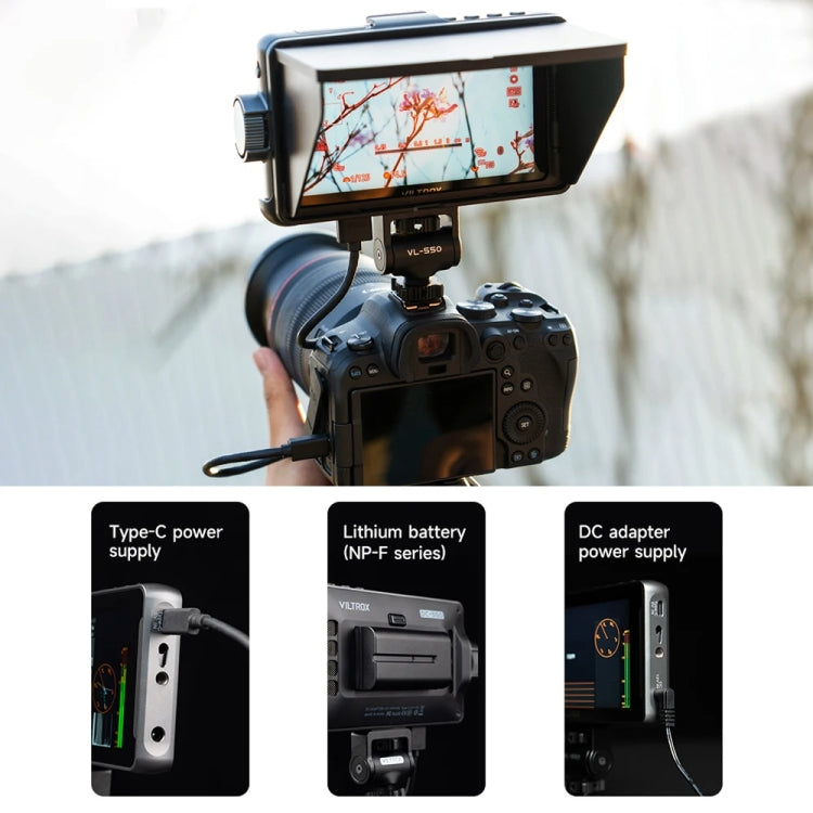 Moniteurs de studio pour appareil photo VILTROX DC550 à bouton-poussoir de 5,5 pouces Moniteur de réalisateur 4K HDMI 3D LUT