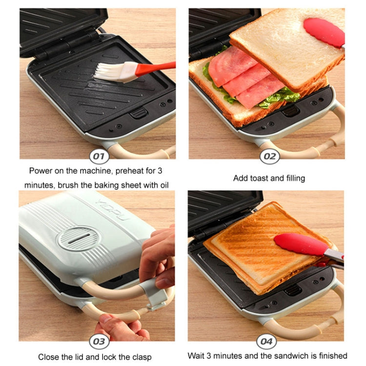 7 In 1 YIDPU Multifunctional Family Breakfast Maker Light Diet Sandwich Waffle Baker, CN Plug(Green)