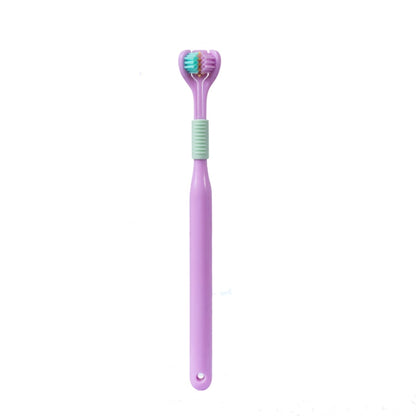 YALINA Brosse à Dents à Trois Têtes Poils Souples Brosse à Dents en Forme de V à 360 Degrés Adulte Couleur de Tête Aléatoire Violette