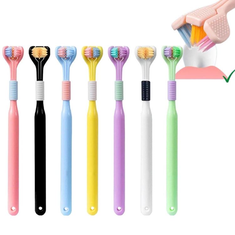 YALINA Brosse à Dents à Trois Têtes Poils Souples Brosse à Dents en Forme de V à 360 Degrés Adulte Couleur de Tête Aléatoire Violette