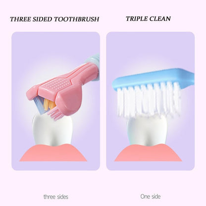 YALINA Three Sided Toothbrush Soft Hair 360 Degree V Shaped Toothbrush A22 Kids Blue
