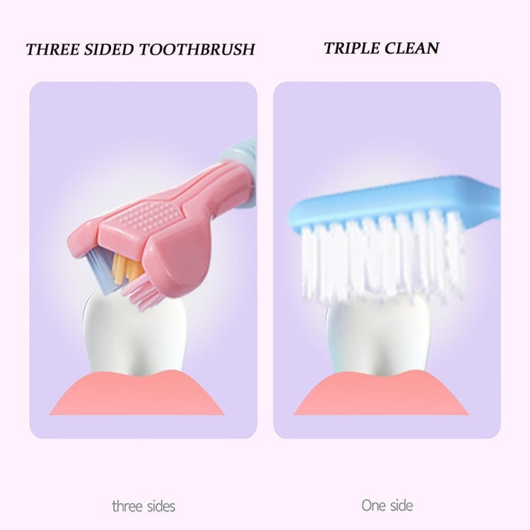 YALINA Three Sided Toothbrush Soft Hair 360 Degree V Shaped Toothbrush  Adult Pink Head Color Random
