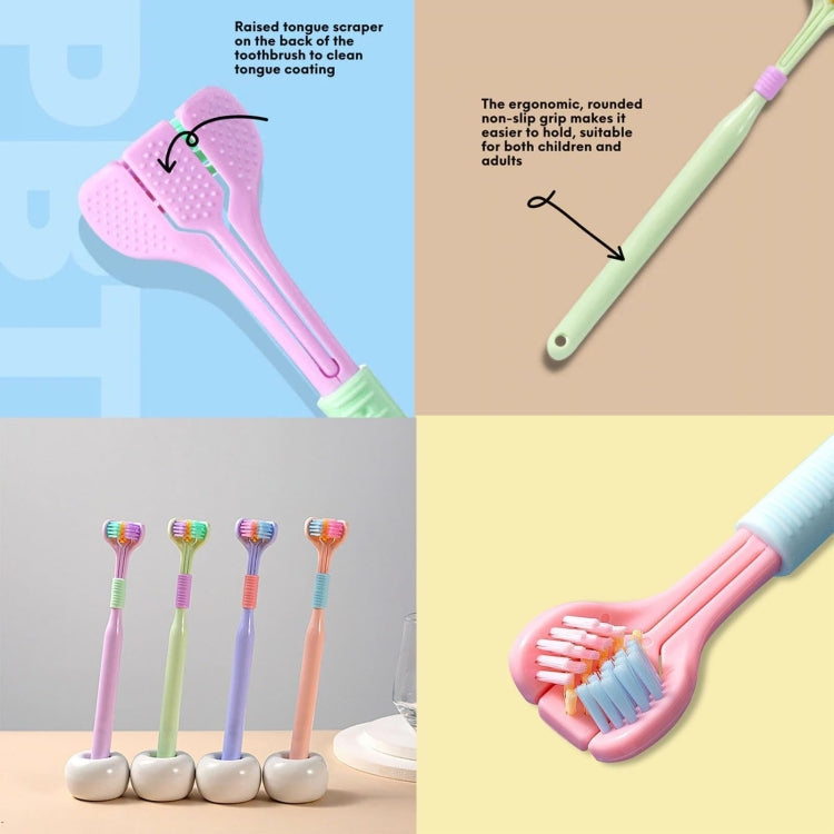 YALINA Three Sided Toothbrush Soft Hair 360 Degree V Shaped Toothbrush A22 Kids Pink