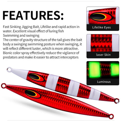 PROBEROS F125 Jogging Steelhead Deep Sea Boat Fishing Lure Rapid Sinking Sea Fishing Fake Bait, Size: 30g(Luminous  Color D)