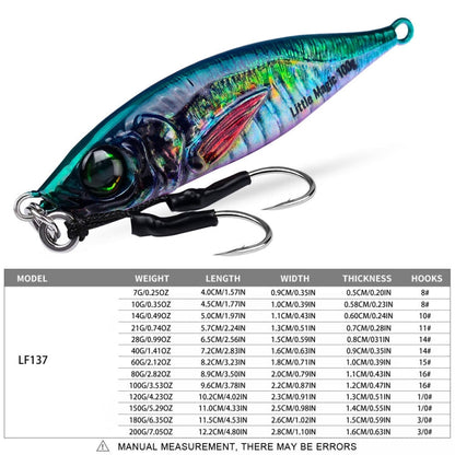 PROBEROS LF137 3D Spray Painted Bionic Lure Warp Bass Leader Fish Long Casting Freshwater Sea Luminous Fishing Bait, Size: 120g(Color C)