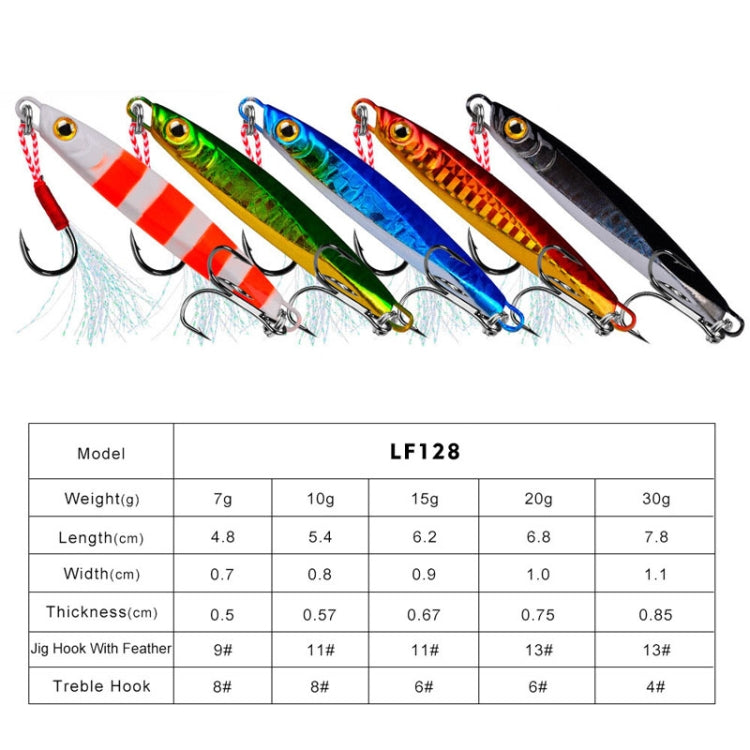 PROBEROS LF128 Leurre de pêche longue distance Plaque de fer Plomb Poisson Pêche en eau douce et en mer Appâts à paillettes métalliques, Taille : 30g (Couleur C)