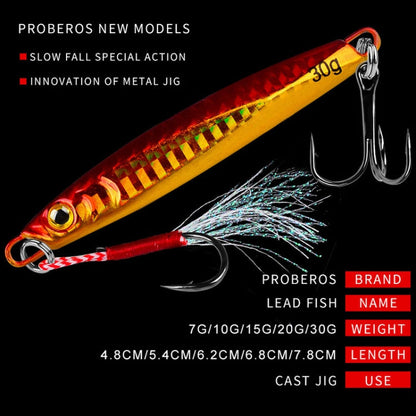 PROBEROS LF128 Long Casting Lure Iron Plate Lead Fish Freshwater Sea Fishing Warp Bass Metal Sequins Baits, Size: 20g(Color B)