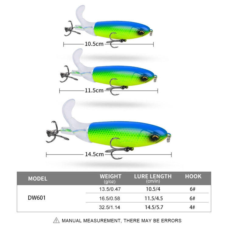 PROBEROS DW601 360 Degree Rotating Propeller Lures Topwater Tethered Tractor Floating Fake Fish Bait, Size: 14.5cm/32.5g(Color B)